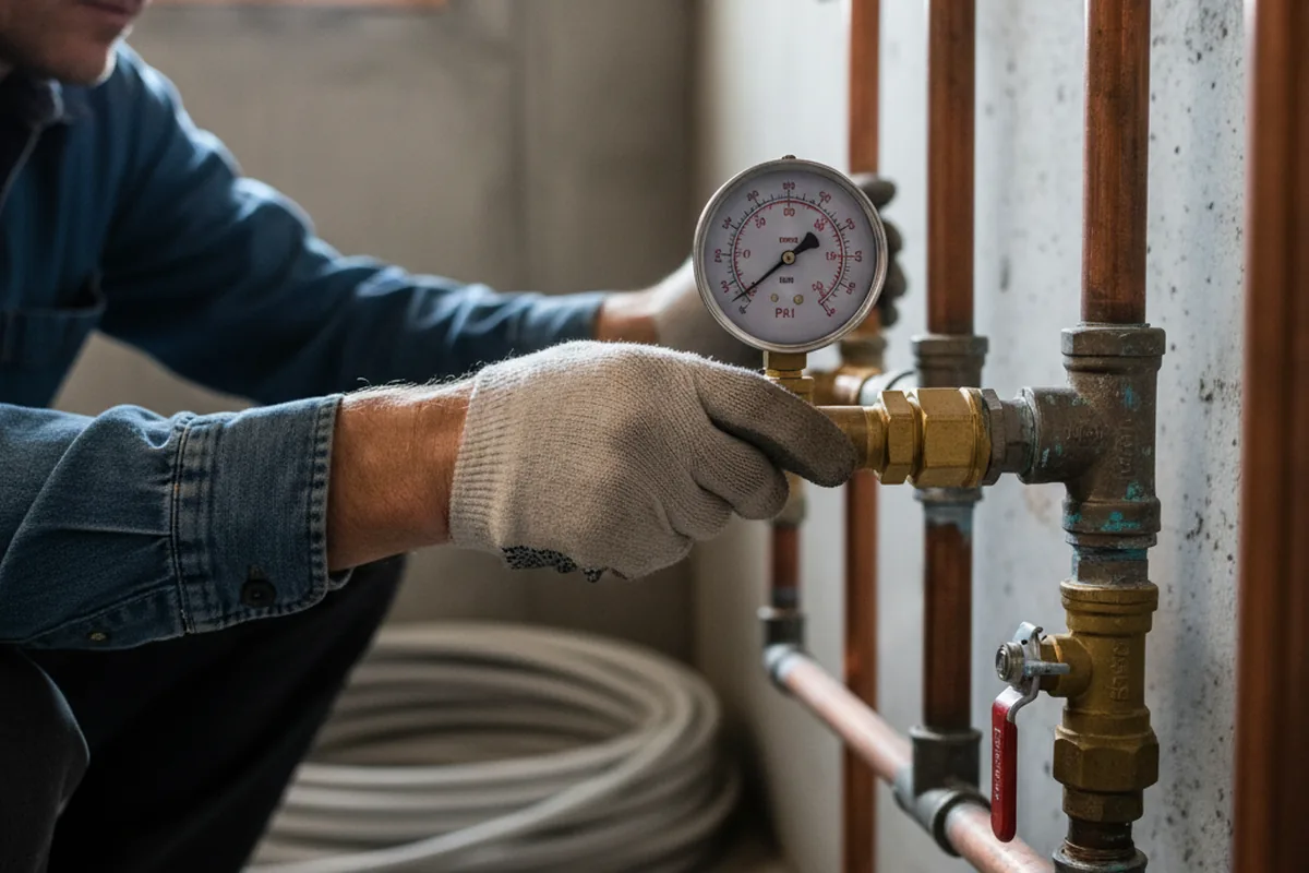 Pressure testing a repaired line during Water Line Repair in Bluewater